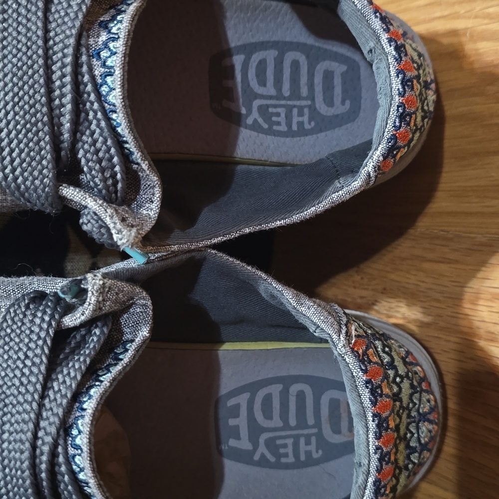 Hey Dude Women's Gray Casual Slip-On Moccasin Shoes with Colorful Detailing - Picture 3 of 8